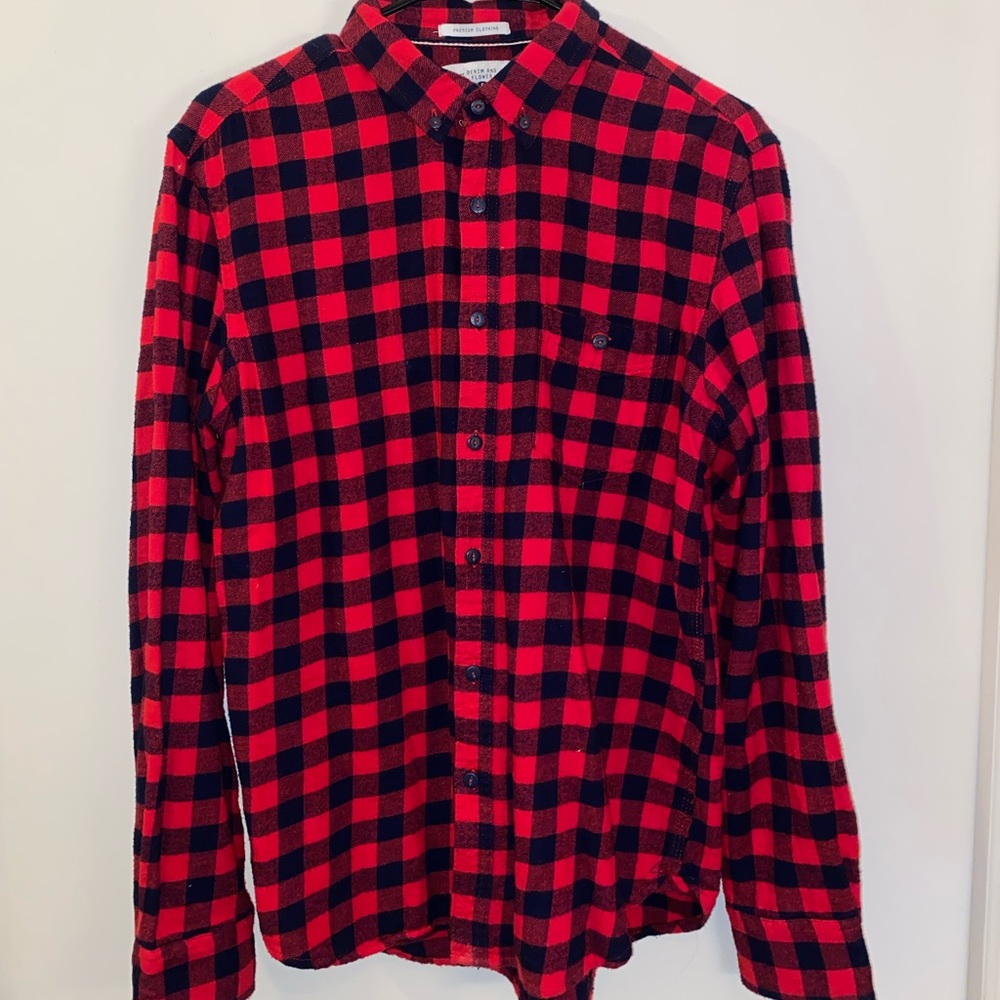 Red Flannel Polo - Denim and Flower